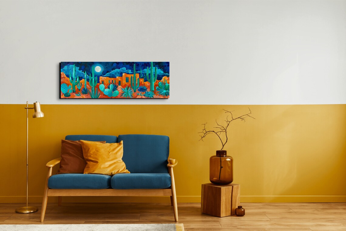 Southwest Desert Watercolor Panoramic Wall Art Print - Image 6