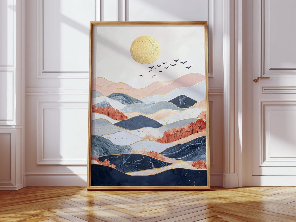 Luxury Abstract Mountain Landscape Art Print