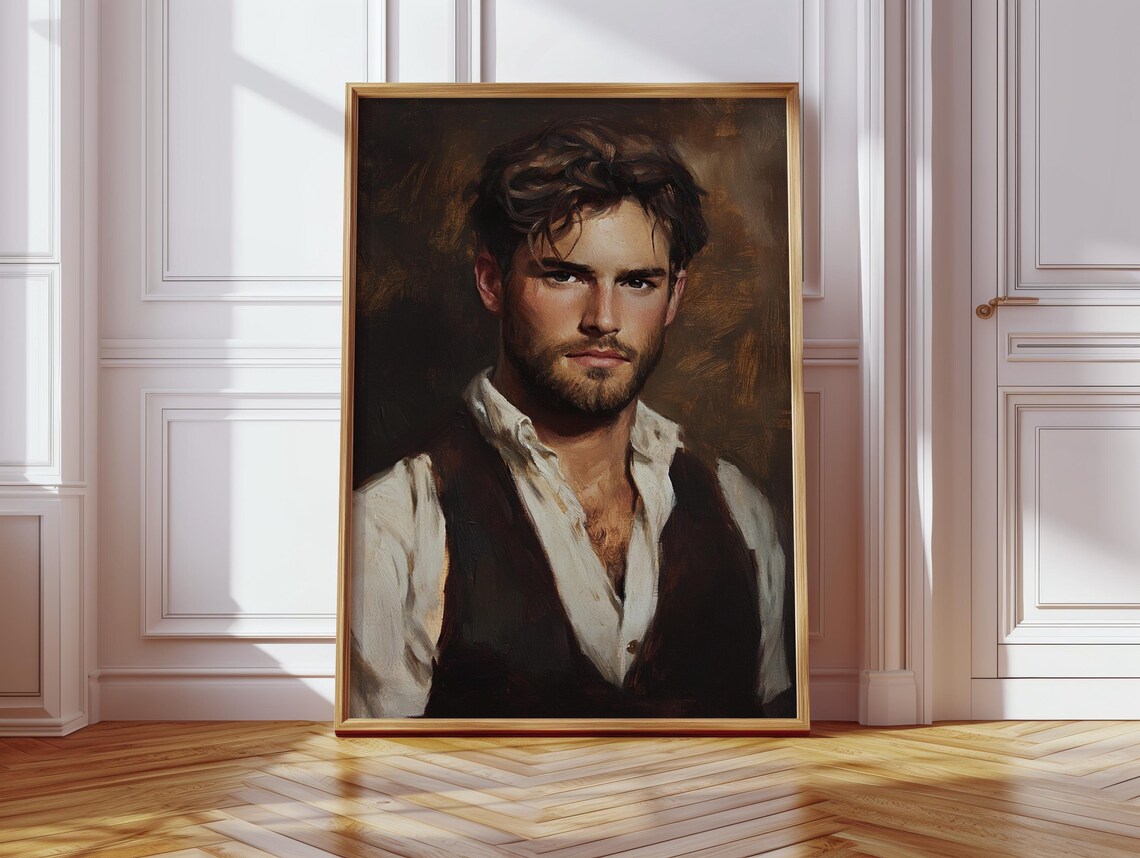 Watercolor Portrait Of Confident Bearded Man Art Print - Image 4