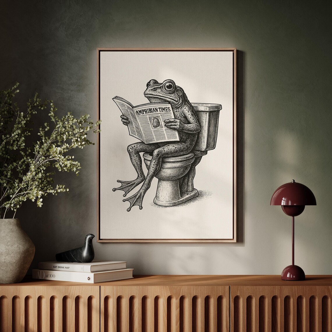 Funny Frog Bathroom Art, Vintage Bathroom Humor - Image 5