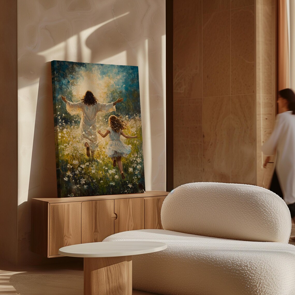 Jesus And Child Running in a Meadow, Christian Art Print - Image 7