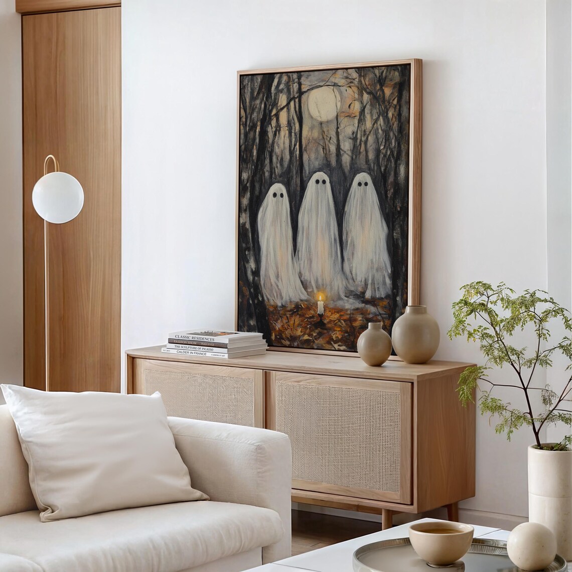 Haunted Forest Ghost Trio, Eerie Halloween Gothic Decor - Image 4