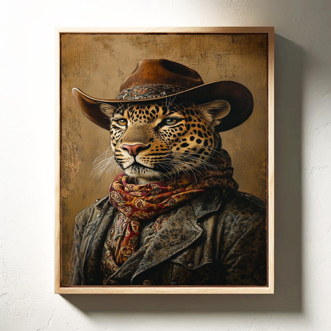 Leopard Cowboy Portrait Western Hat Bandana Rustic Animal Poster - Image 6