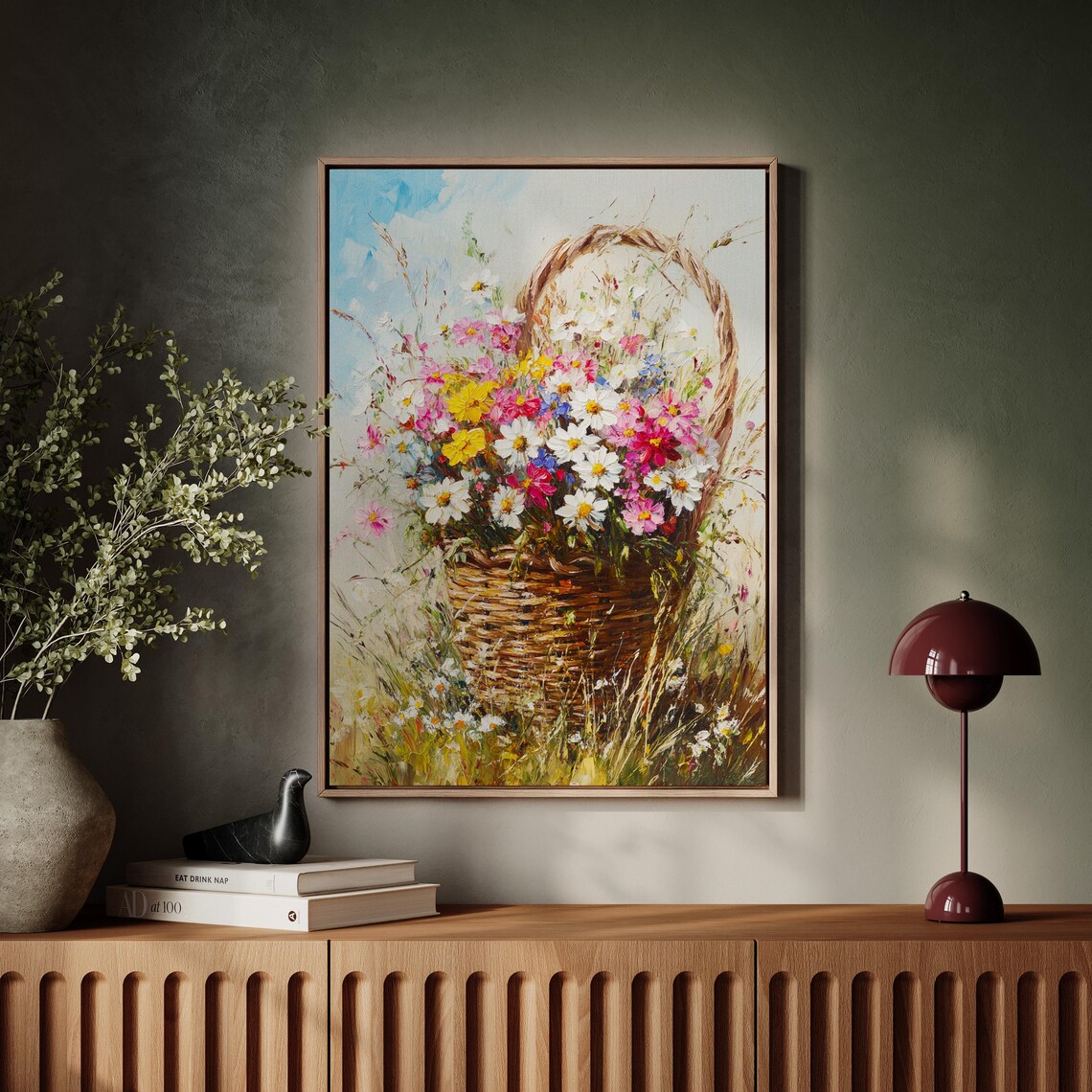 Wicker Basket Of Wildflowers Daisy Meadow Colorful Floral Poster - Image 5