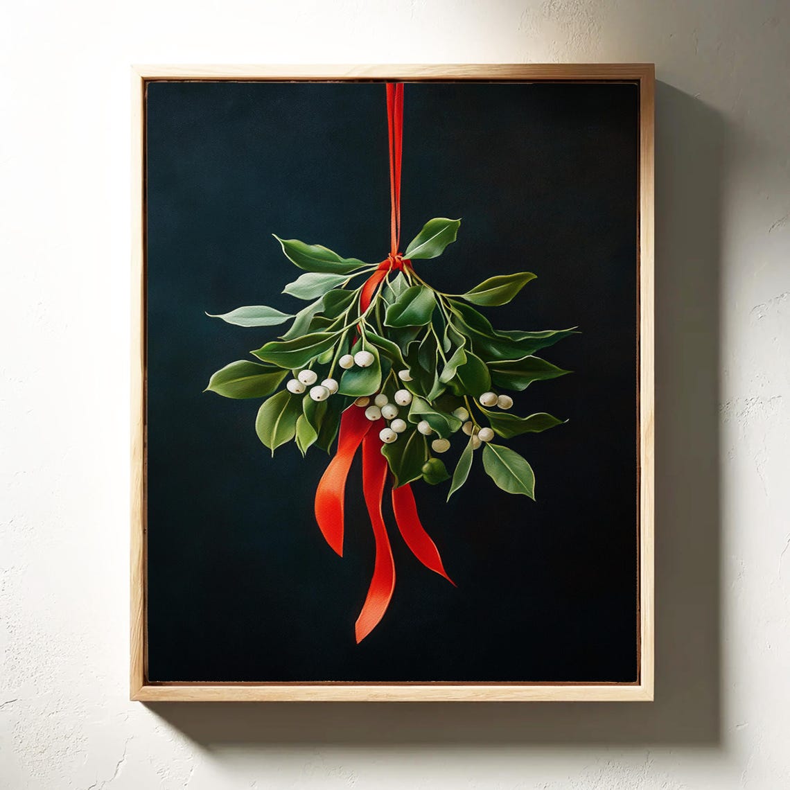 Elegant Mistletoe Sprig With Red Ribbon Christmas Botanical Poster - Image 5
