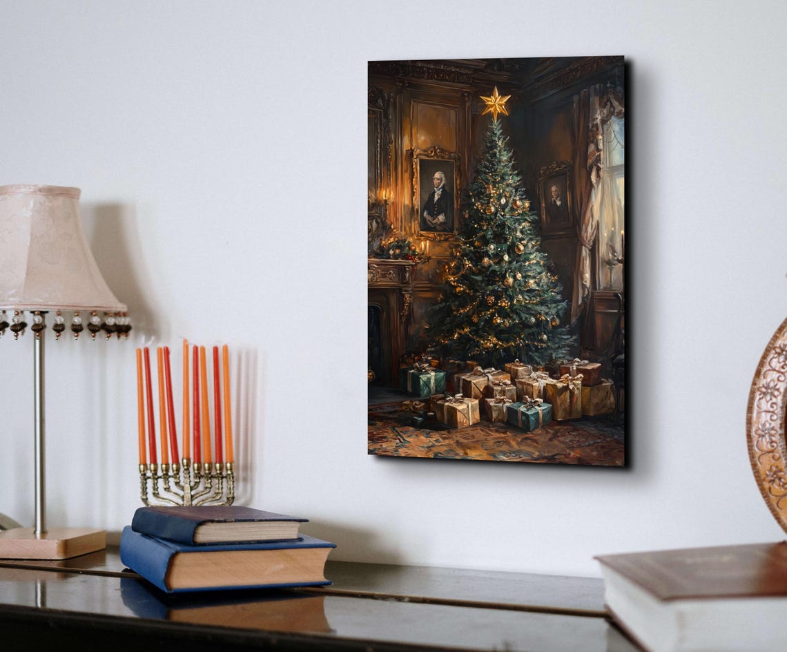 Victorian Parlor Christmas Tree With Golden Star And Gifts Poster - Image 3