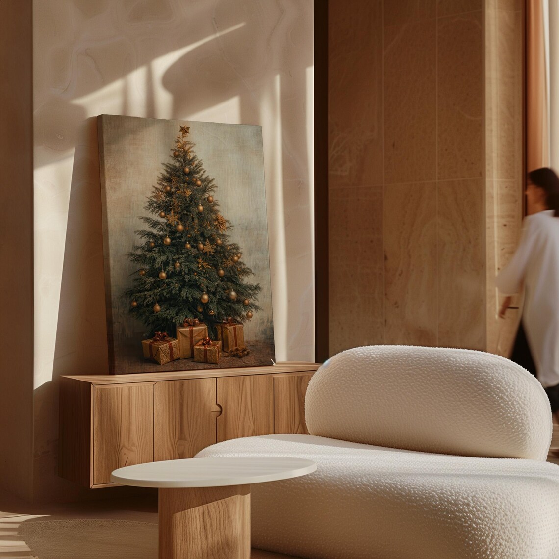 Rustic Christmas Tree With Gold Ornaments And Kraft Paper Gifts Poster - Image 7