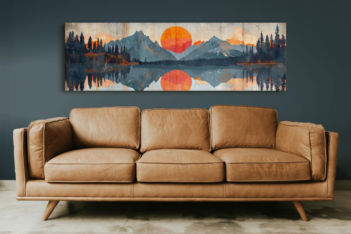 Panoramic Mid Century Modern Mountain Wall Art - Image 6