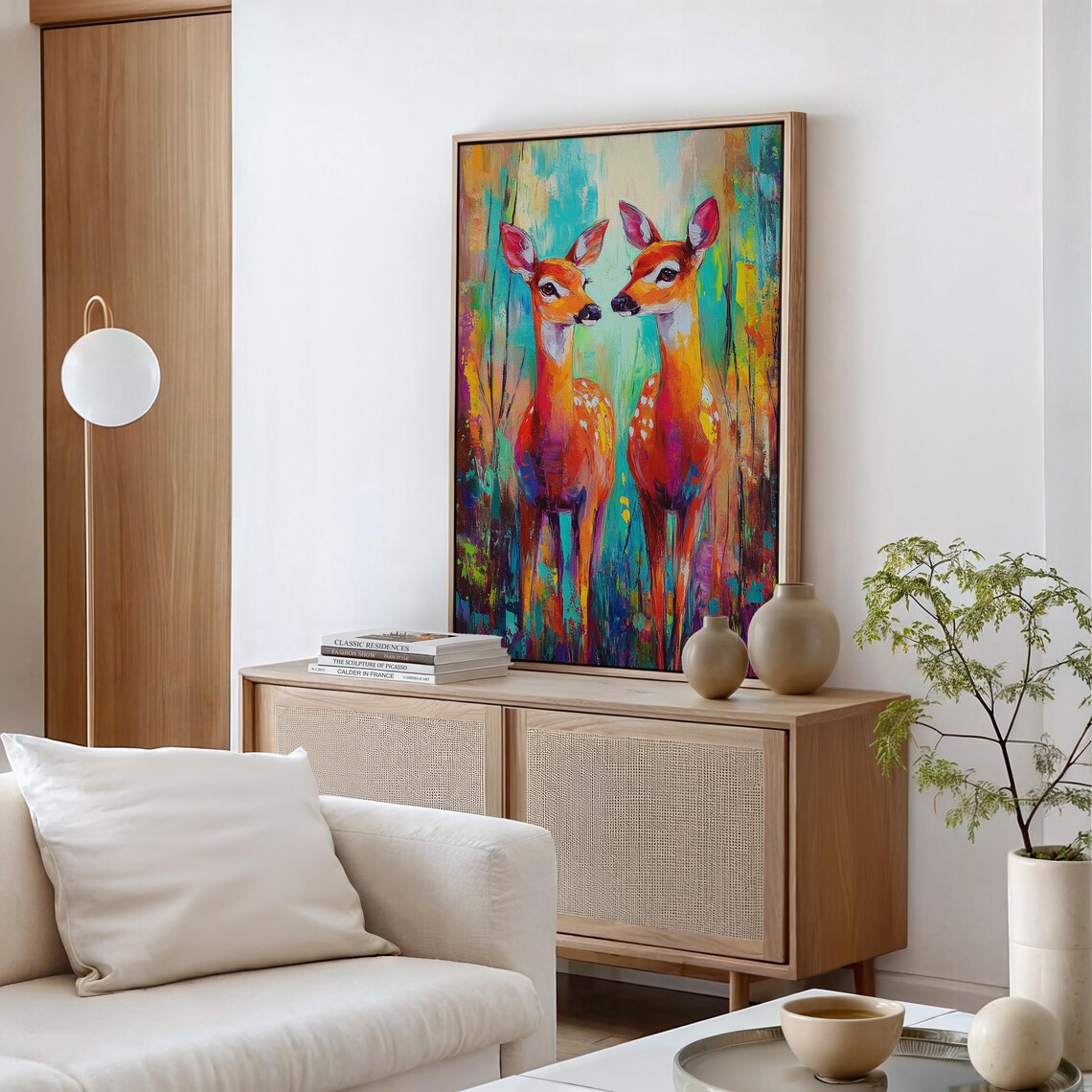 Vibrant Abstract Deer Pair Colorful Wildlife Modern Artwork Poster - Image 5