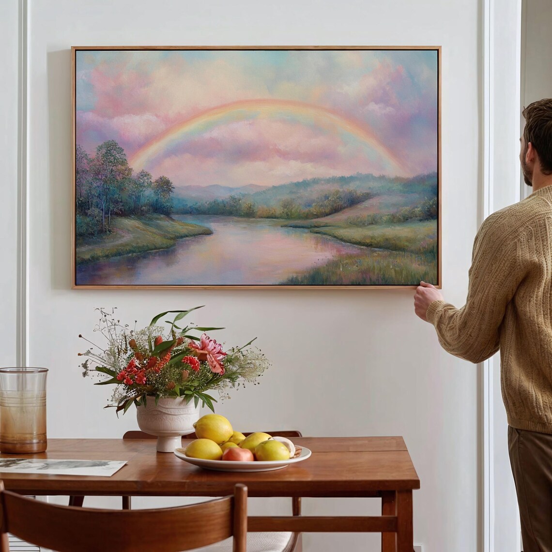 Pastel Rainbow Over Tranquil River Landscape - Image 4