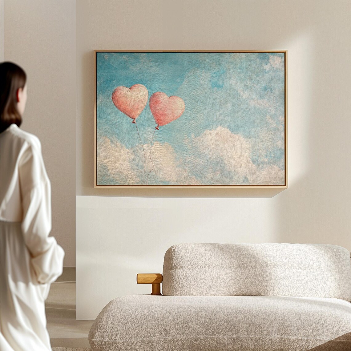 Romantic Heart Balloons In The Sky Art Print - Image 4