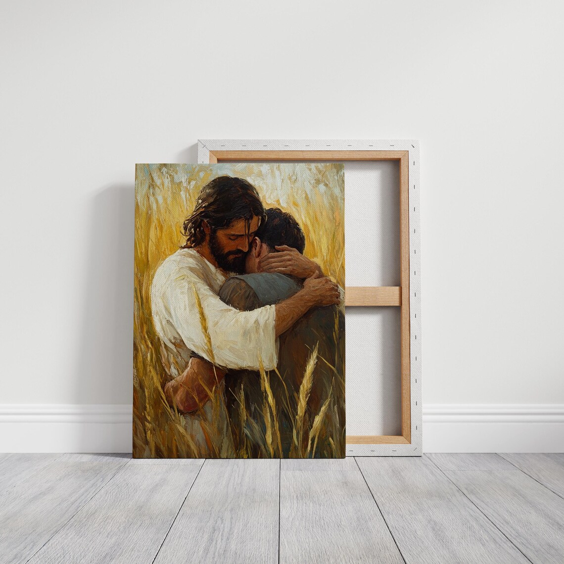 Jesus Embracing a Man in a Wheat Field Art Print - Image 6
