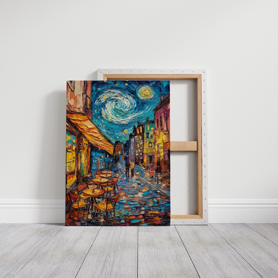 Starry Night Street Cafe Scene Swirling Impressionist Impasto City Poster - Image 6