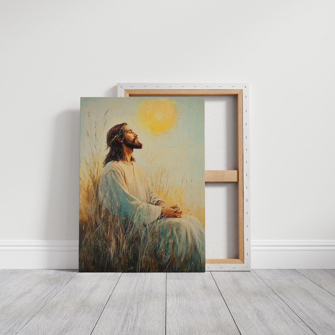 Jesus Praying in Tall Grass Gazing Up at the Morning Sun Poster - Image 6