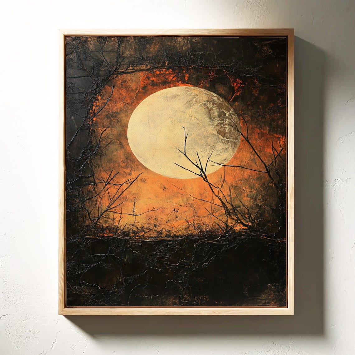 Gothic Full Moon Dark Forest Bare Branches Moody Night Sky Art Poster - Image 2