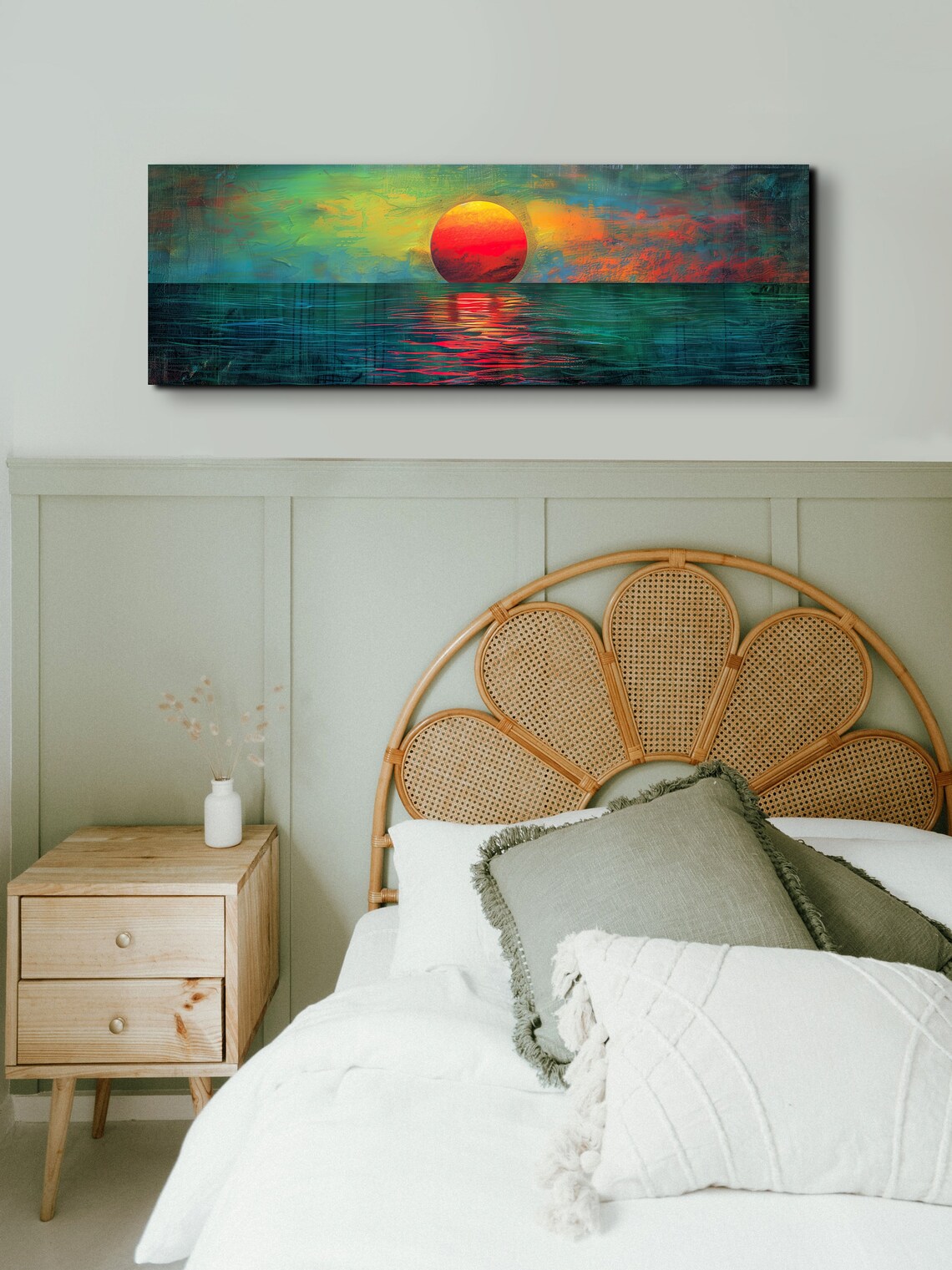 Sunset Over The Emerald Green Ocean, Vintage Art Print - Image 6
