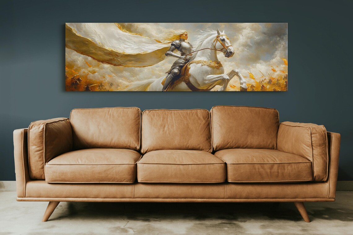 Epic Female Warrior Knight On Horse Fantasy Battle Medieval Poster