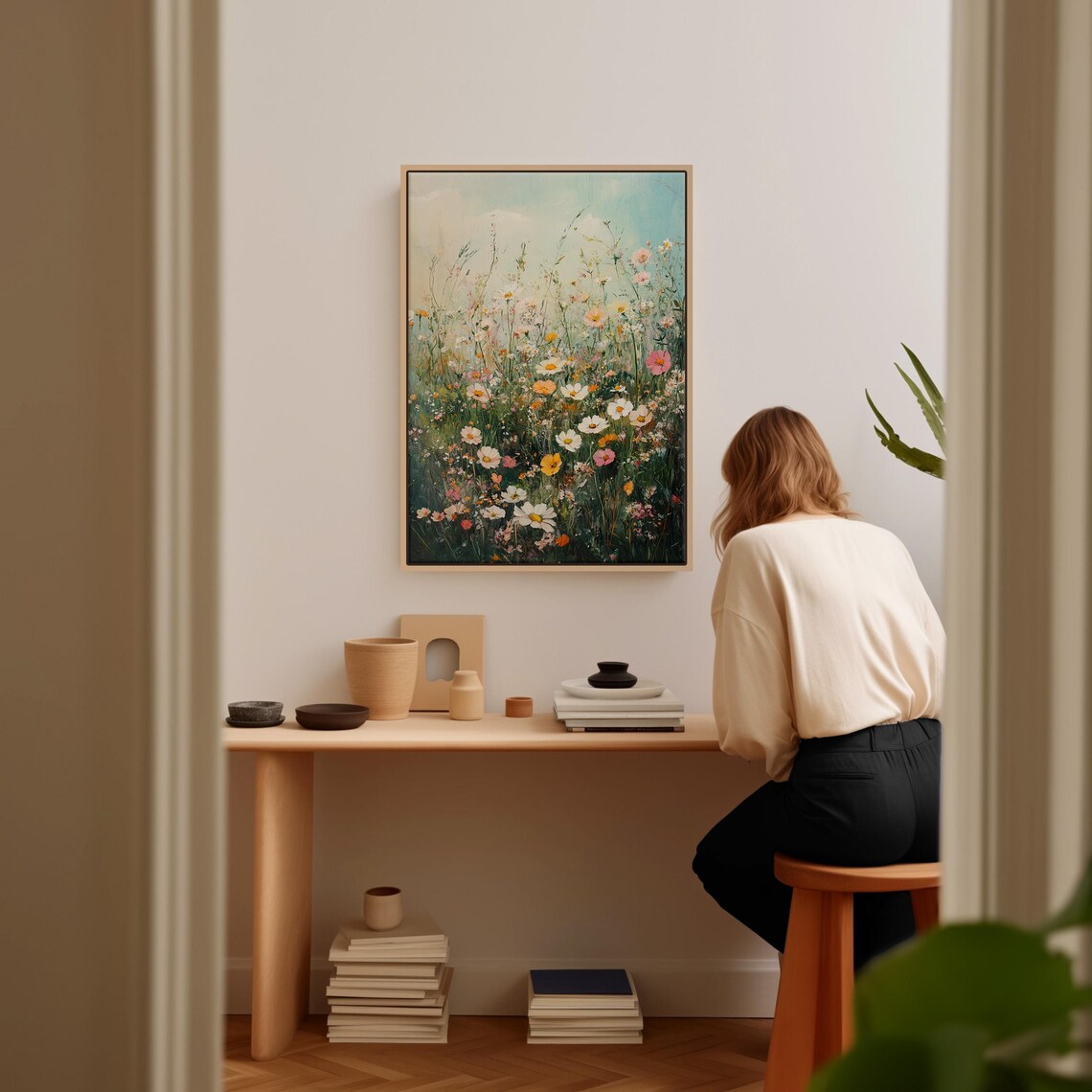Wildflower Meadow Daisies And Cosmos Soft Pastel Floral Wall Art - Image 5