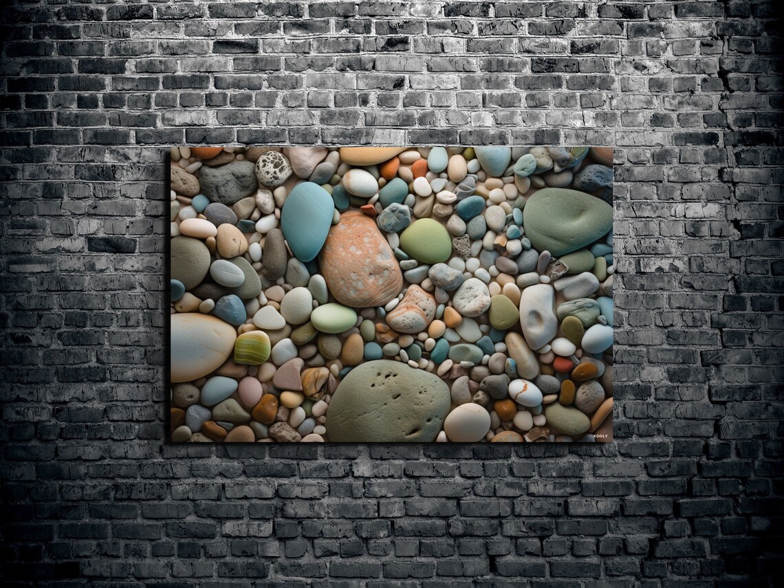 Beach Rocks and Pebbles Art Print, Farmhouse Decor