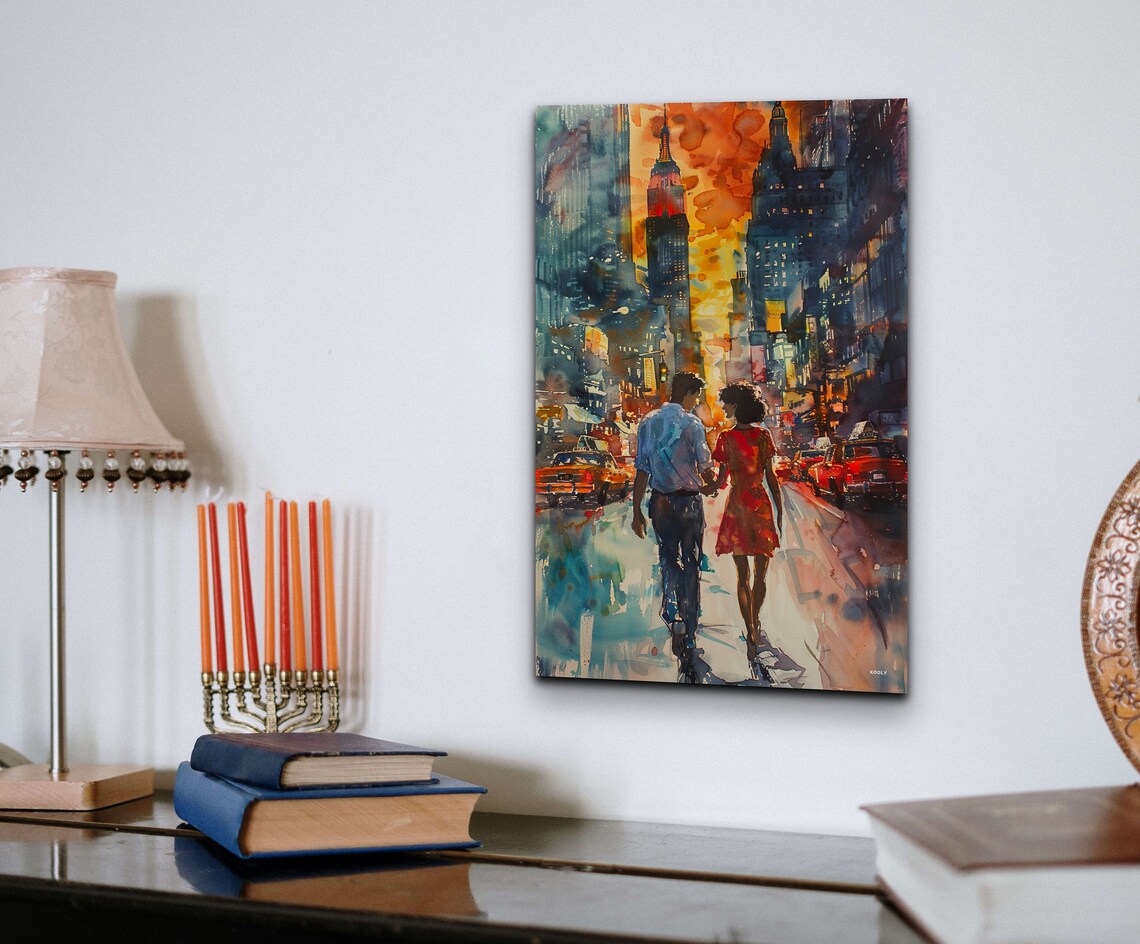 Watercolor Couple In New York City Art Print - Image 5