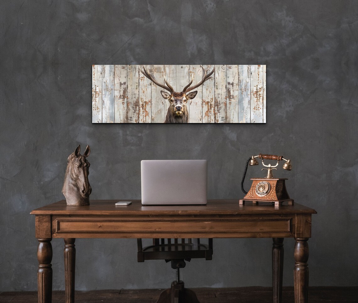Deer Rustic Cabin Art, Vintage Panoramic Poster - Image 4
