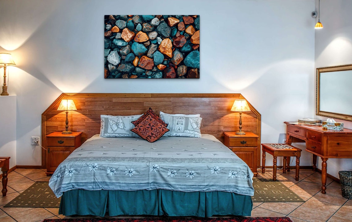 Wet River Pebbles Colorful Stones Tranquil Zen Nature Wall Art - Image 5