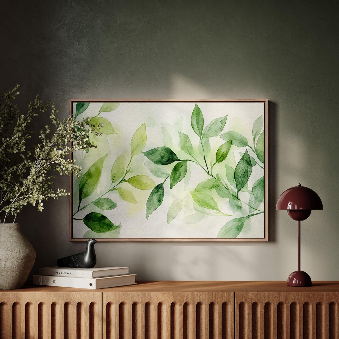 Green Watercolor Leaves Botanical Wall Art - Image 4