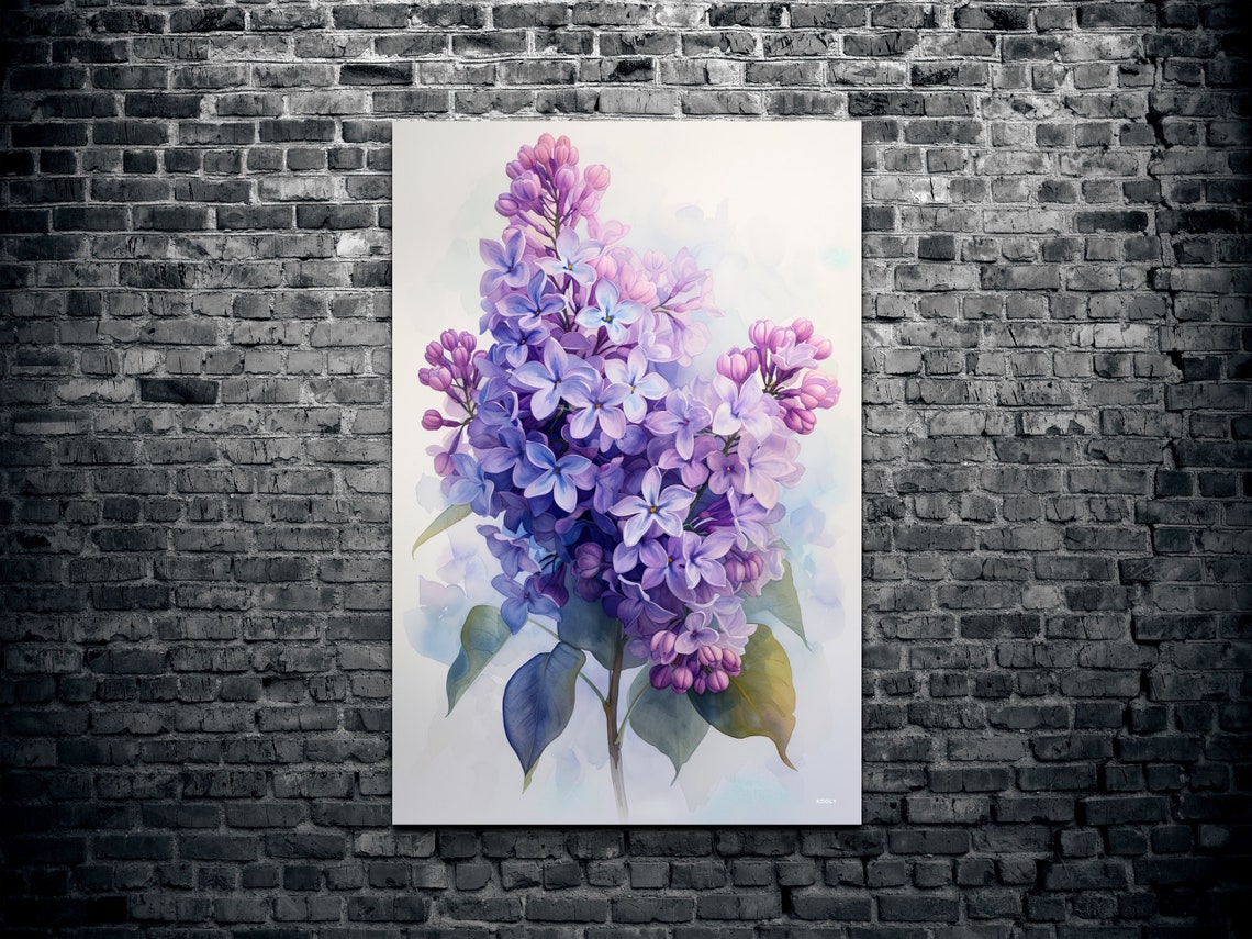 Purple Lilac Cluster Watercolor Bloom Botanical Floral Art Poster - Image 2