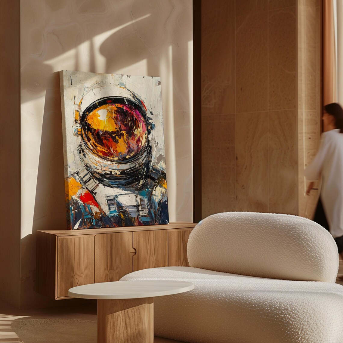 Abstract Astronaut Helmet Painting with Bold Brushstrokes Cosmic Art Poster - Image 7