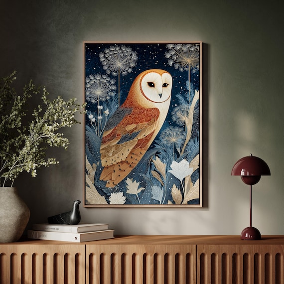 Barn Owl Under Starry Night Sky