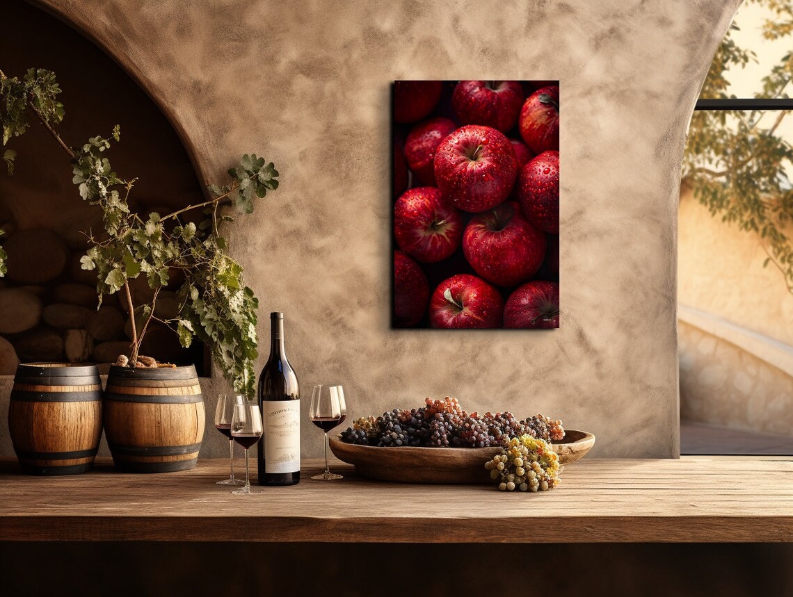 Juicy Ripe Red Apples Covered in Fresh Water Droplets Poster - Image 6