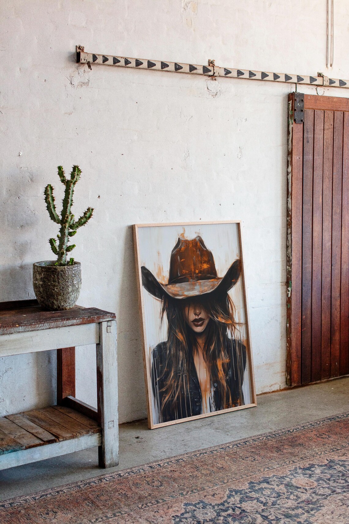 Cowgirl Portrait, Dripping Paint Western Art Print - Image 5
