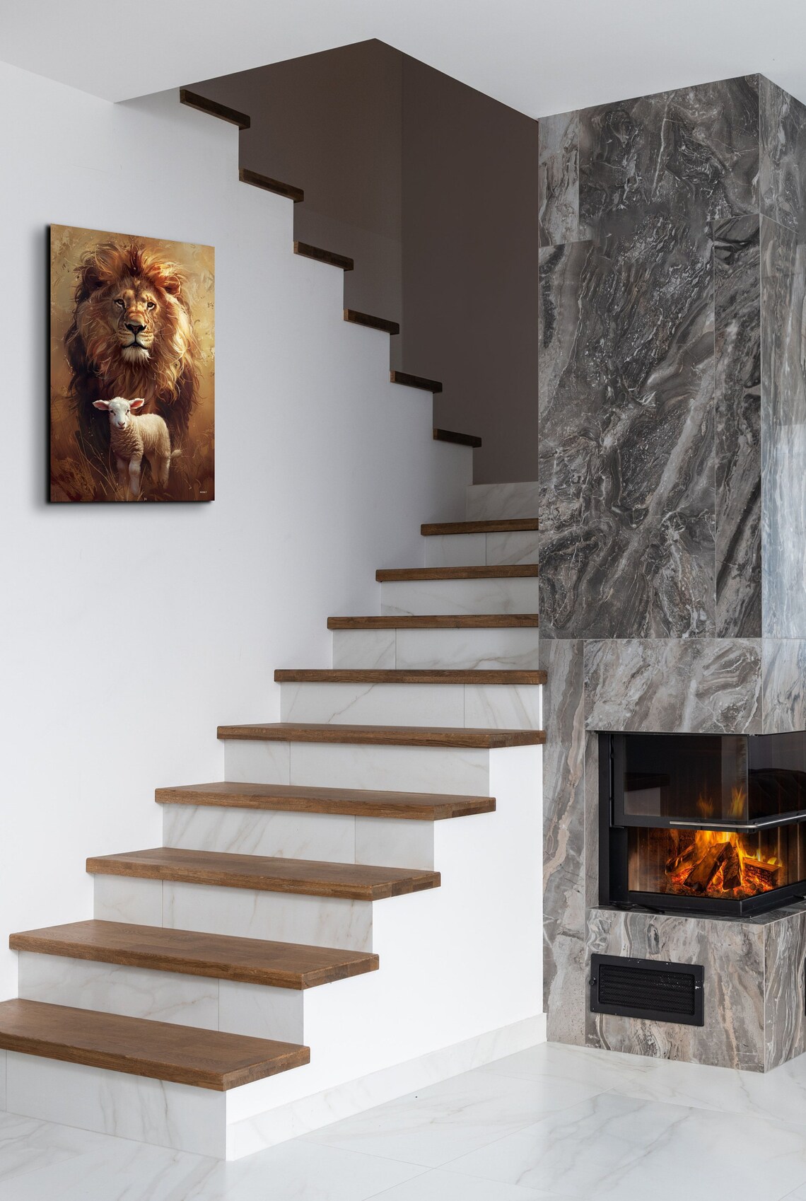 Lion and Lamb Religious Art Print, Christian Decor - Image 5