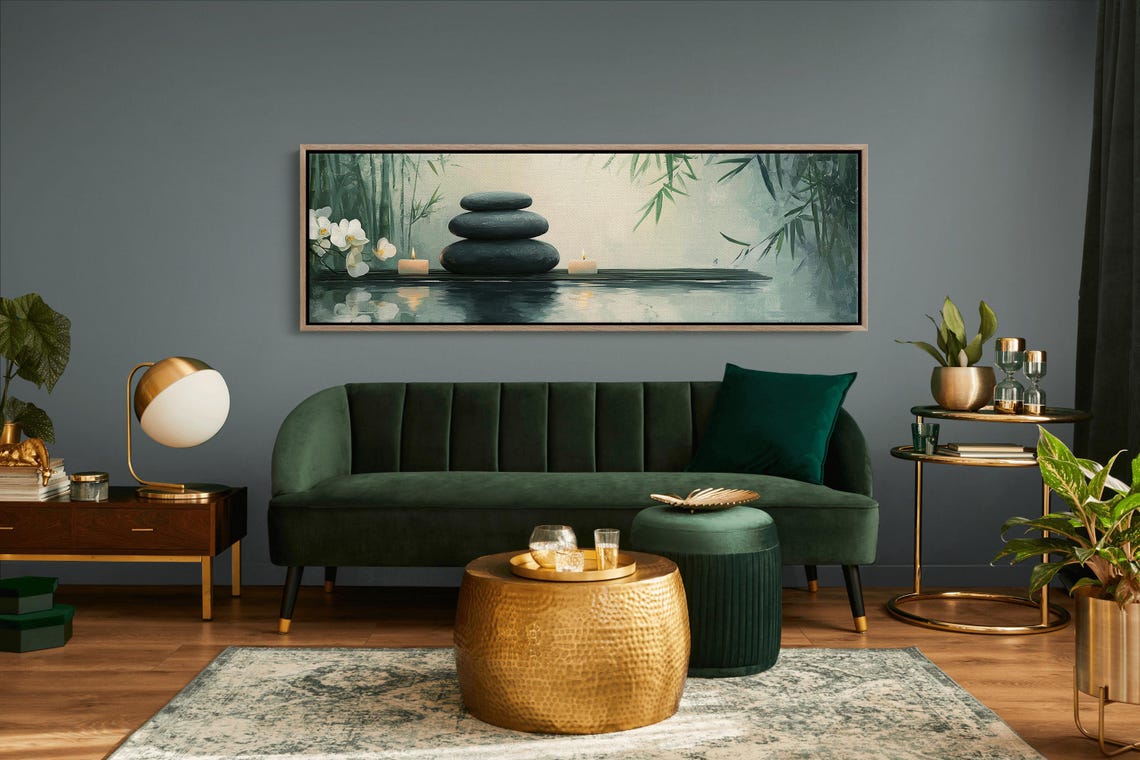 Zen Spa Balancing Stones Orchid Bamboo Candlelight Serene Art Poster - Image 5