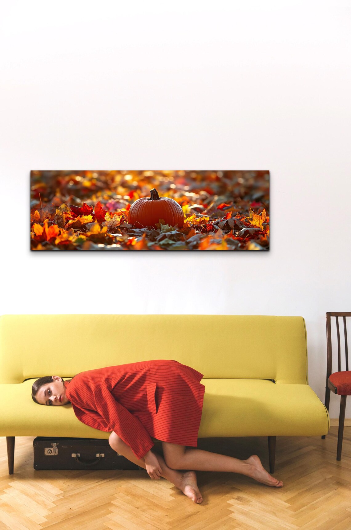 Fall Rustic Leaves Landscape, Halloween Decor - Image 4