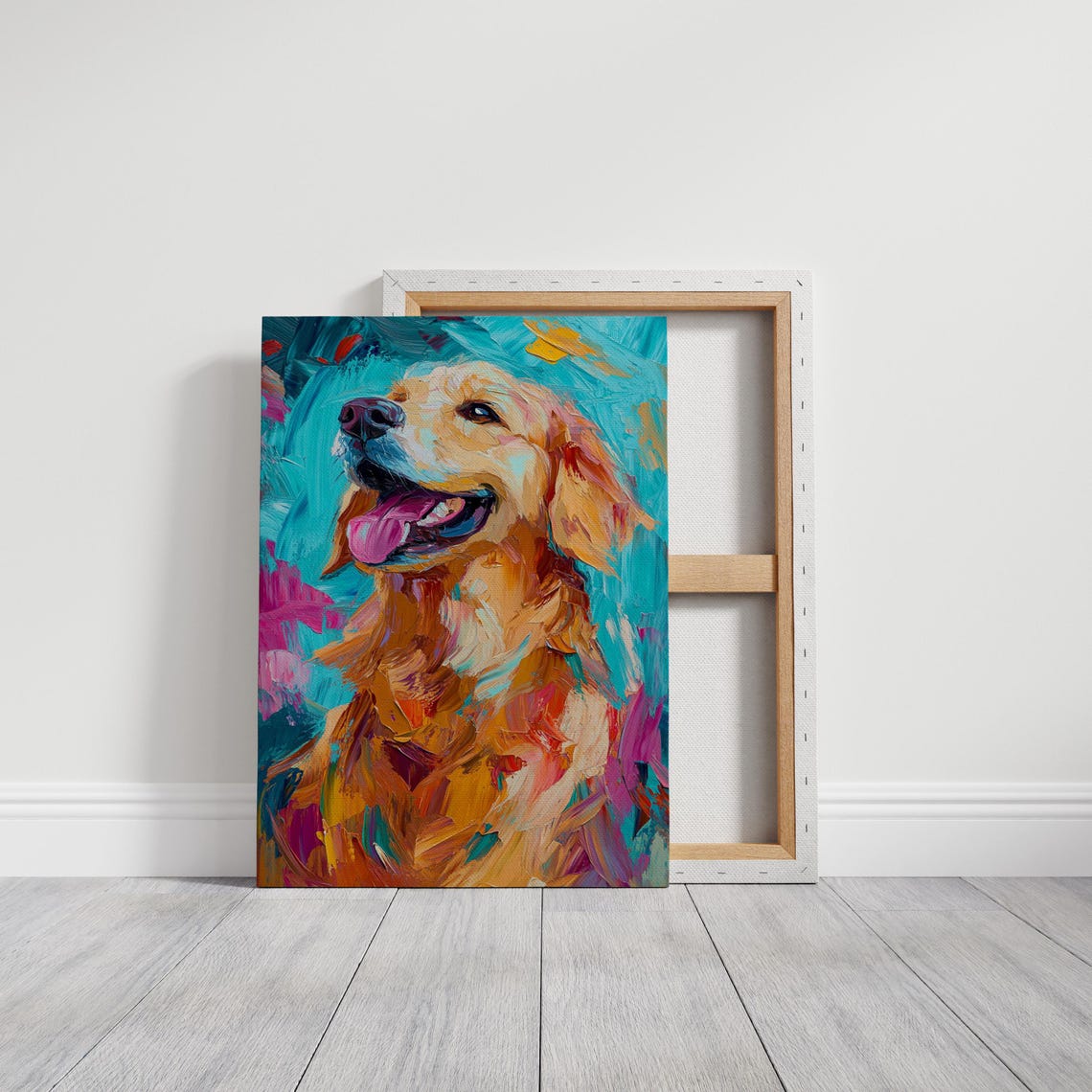 Vibrant Golden Retriever Colorful Dog Portrait Cheerful Pet Wall Art - Image 5