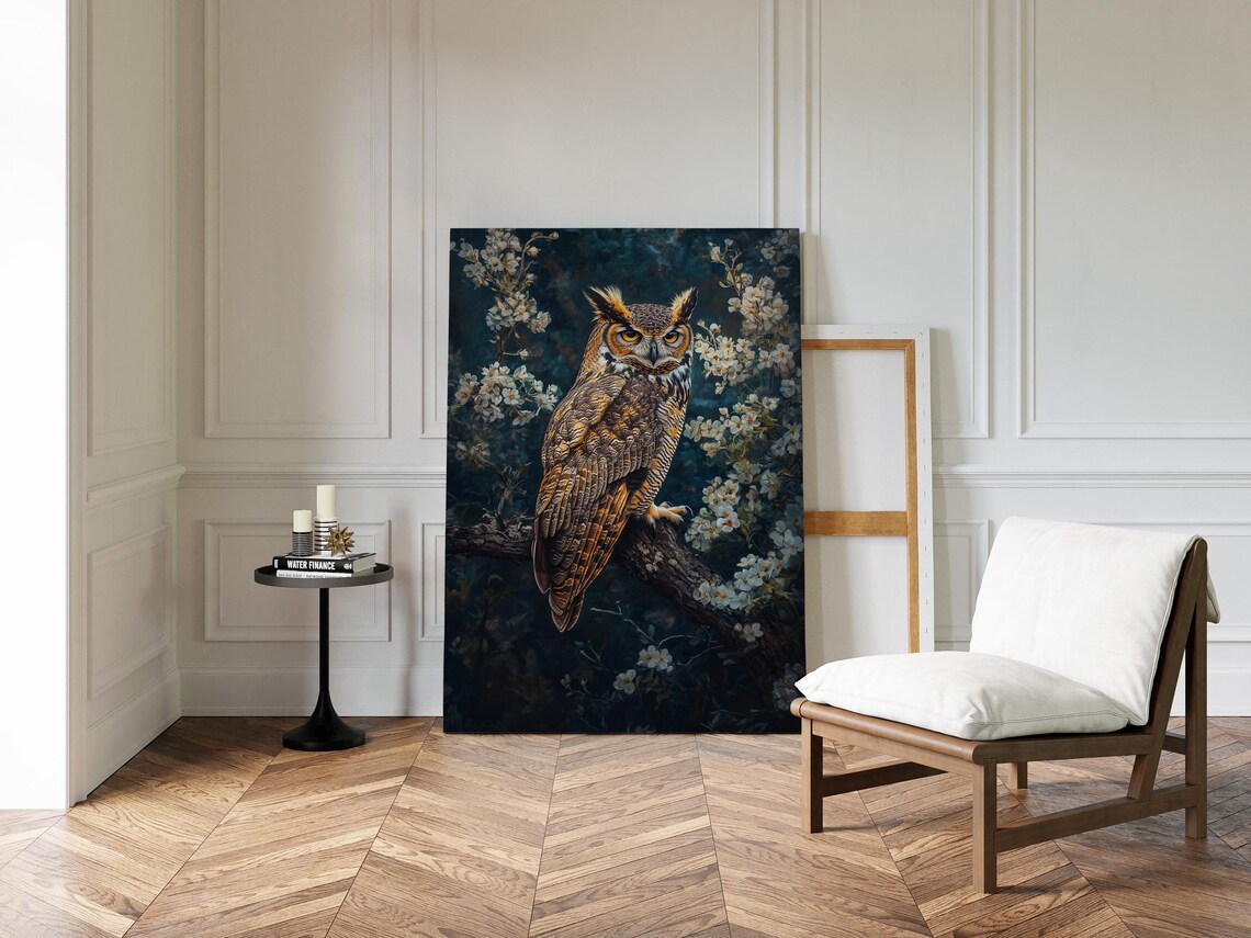 Majestic Great Horned Owl Art, Woodland Decor - Image 5