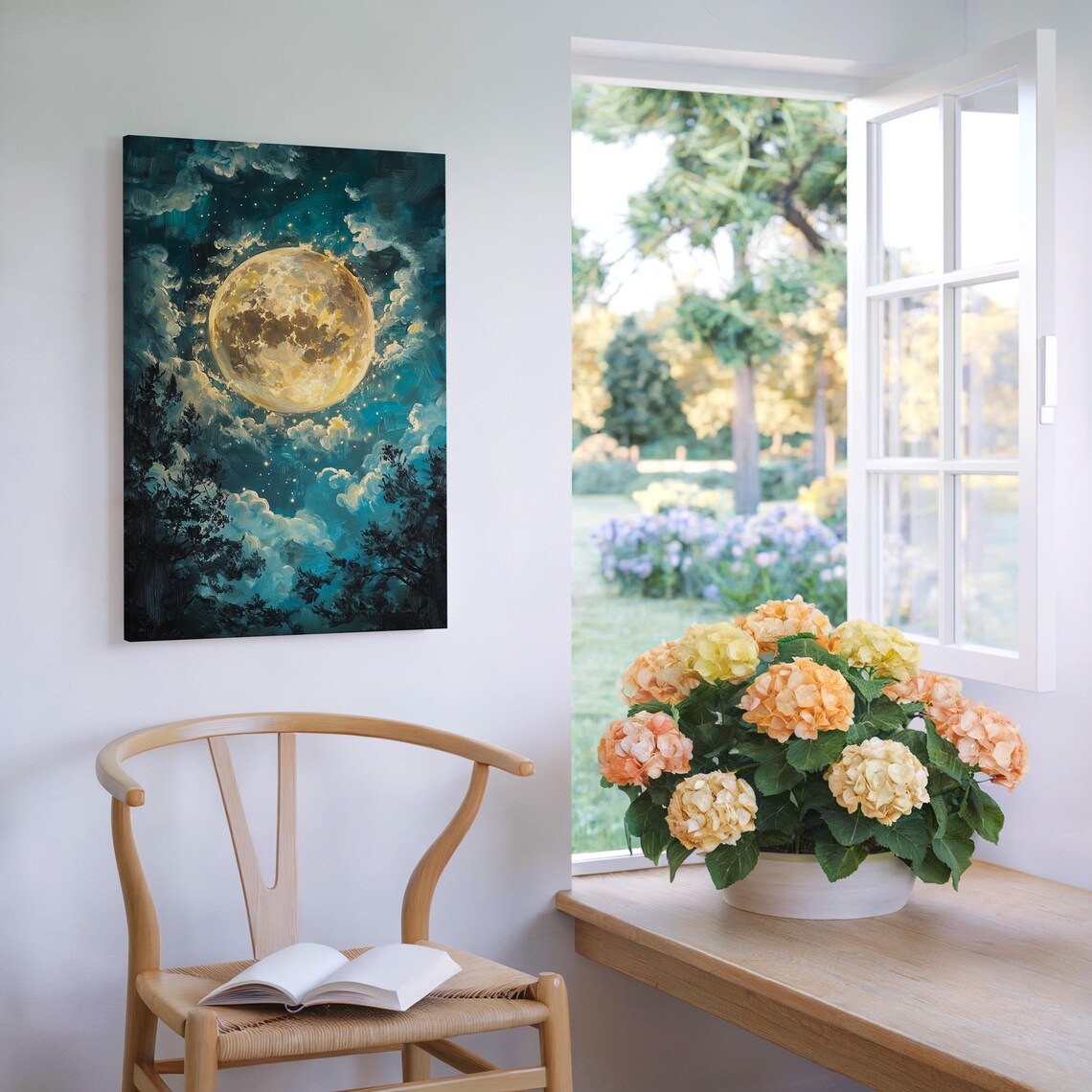 Radiant Full Moon Celestial Night Sky Wall Art - Image 5