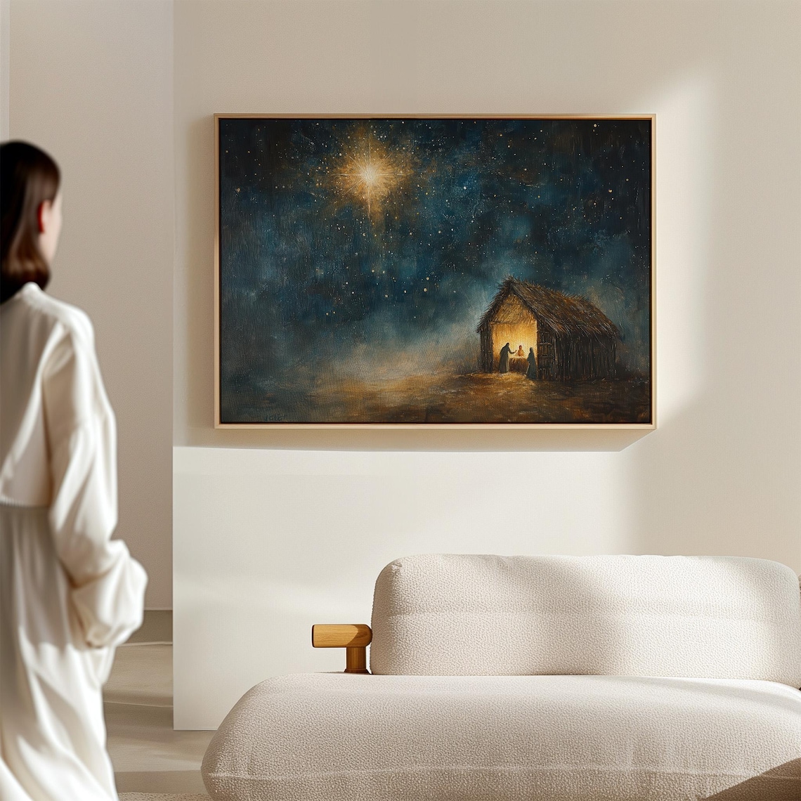 Nativity Barn Scene Rustic Christmas Art Print - Image 6