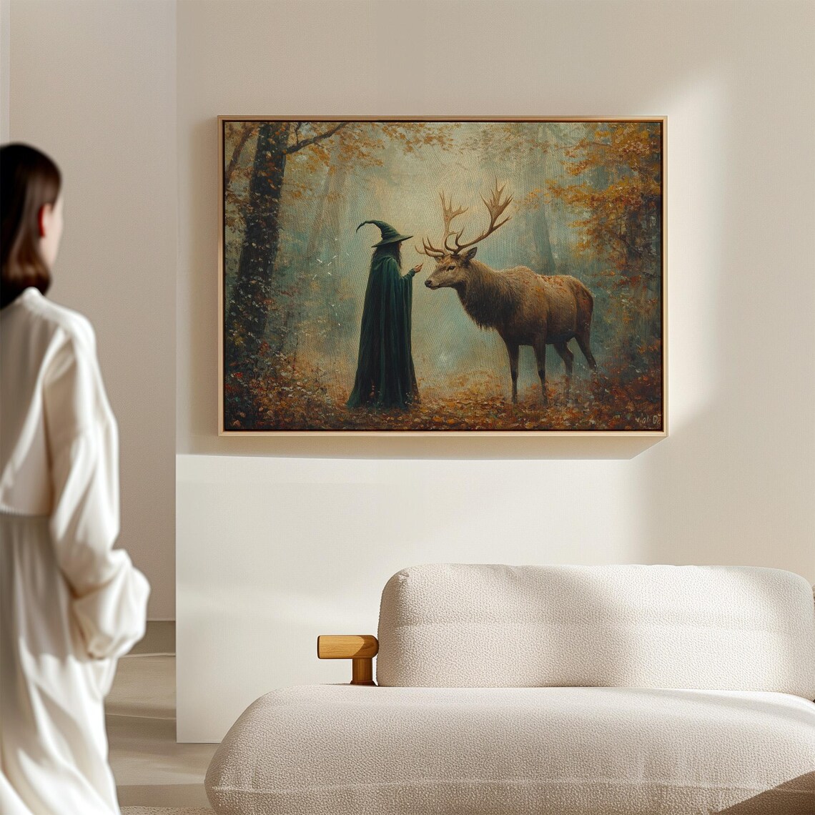 Witch Stag Autumn Forest Enchanted Woodland Mystical Fantasy Art Poster - Image 6