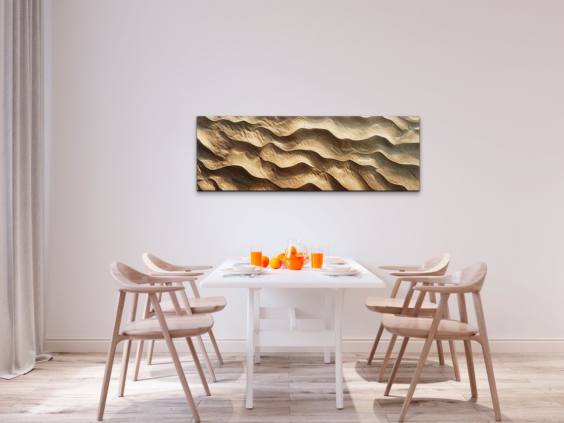 Golden Beach Sand Ripples Panoramic Abstract Desert Nature Poster - Image 5