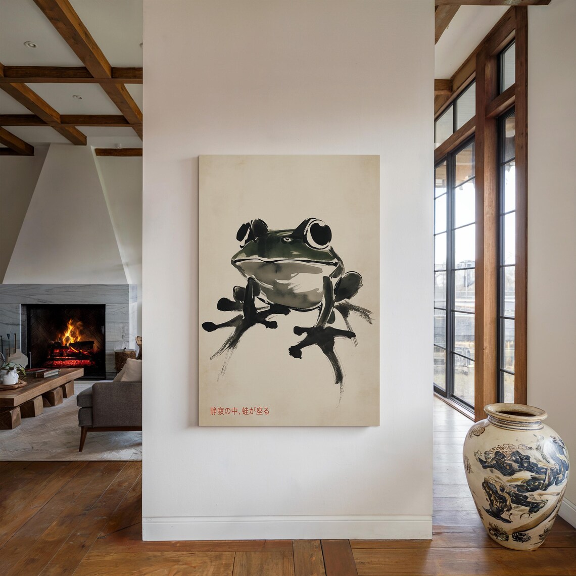 Zen Frog Japanese Ink Wash Art Print, Minimalist - Image 5