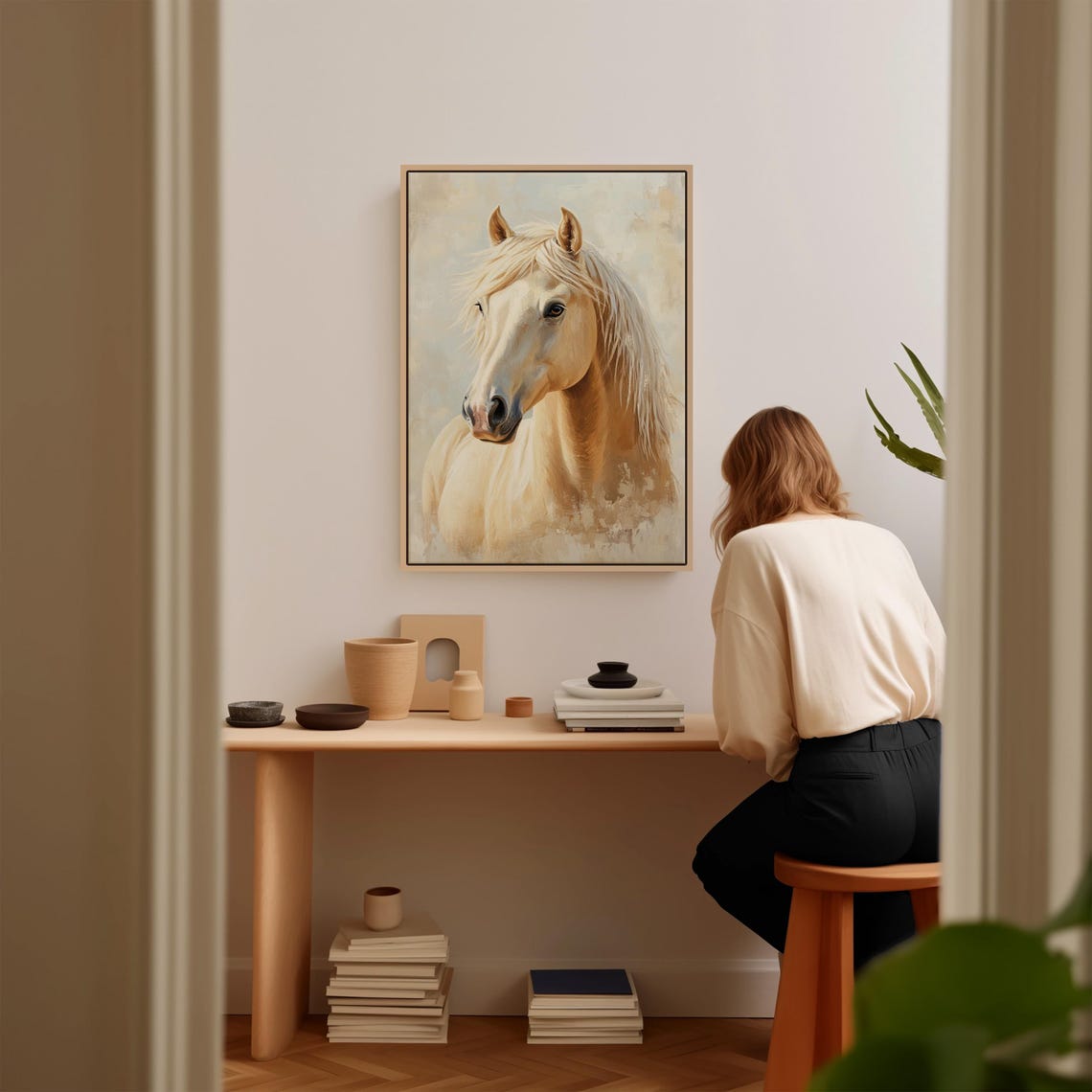 Palomino Horse Head Portrait Soft Vintage Equestrian Wall Poster - Image 5