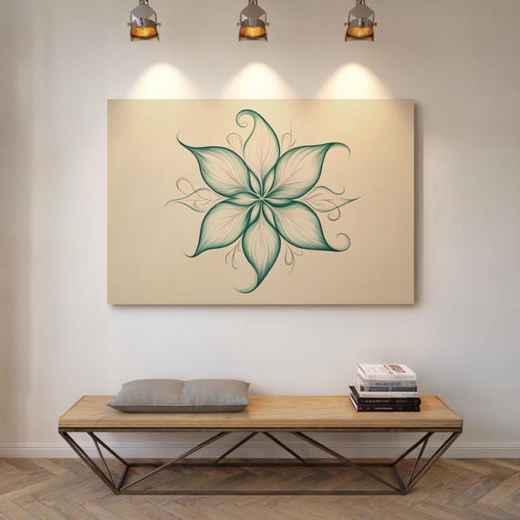 Elegant Abstract Floral Mandala In Green And Pink
