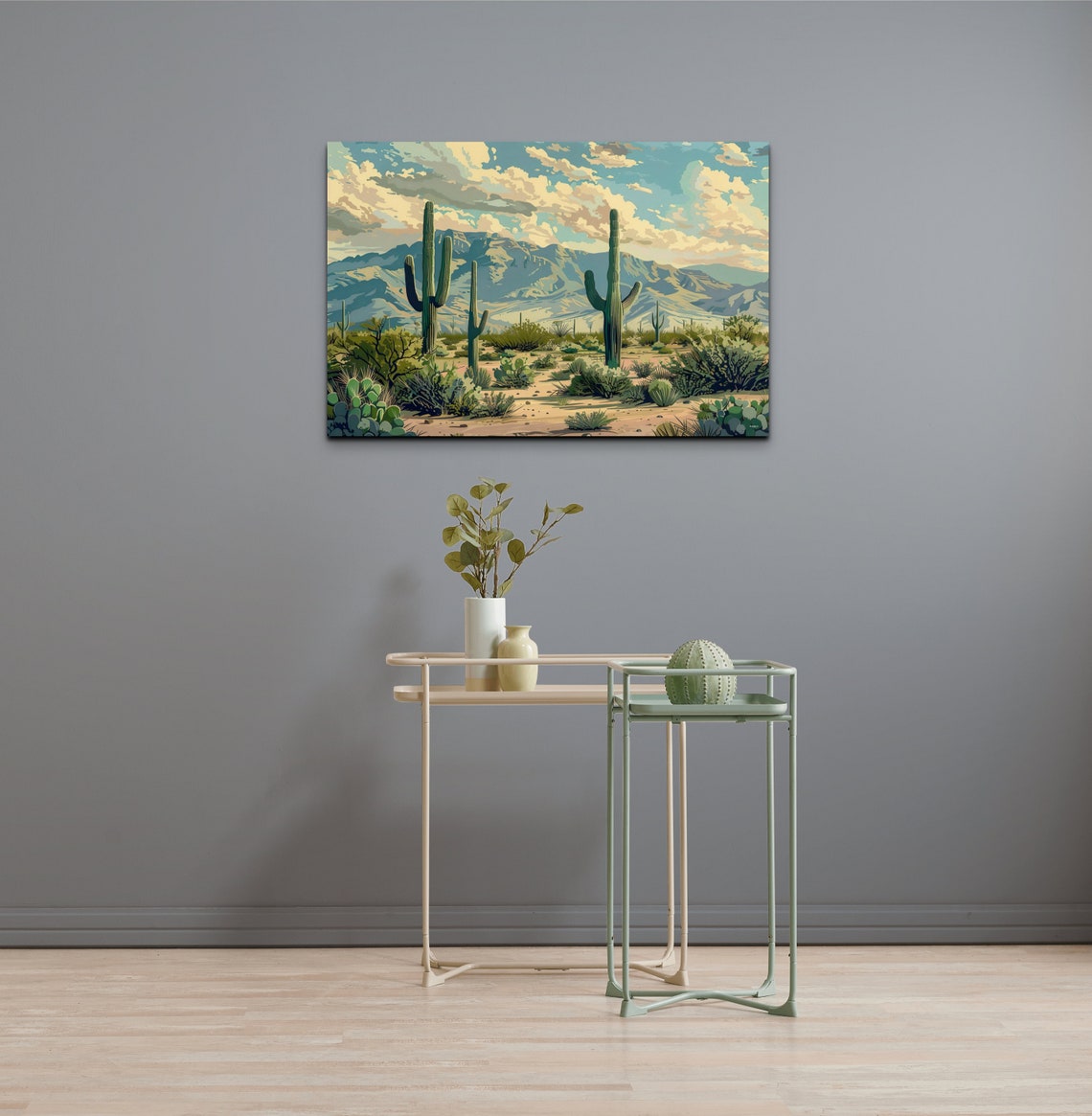 Arizona Desert Saguaro Cacti Blue Mountains Landscape Wall Art - Image 4