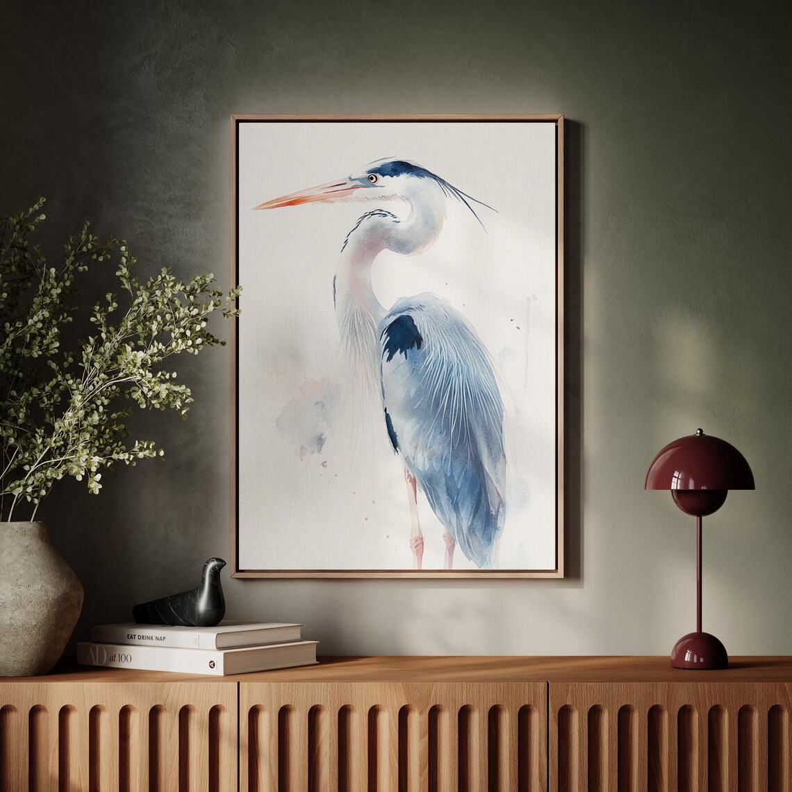 Graceful Heron Watercolor, Elegant Bird Painting - Image 5