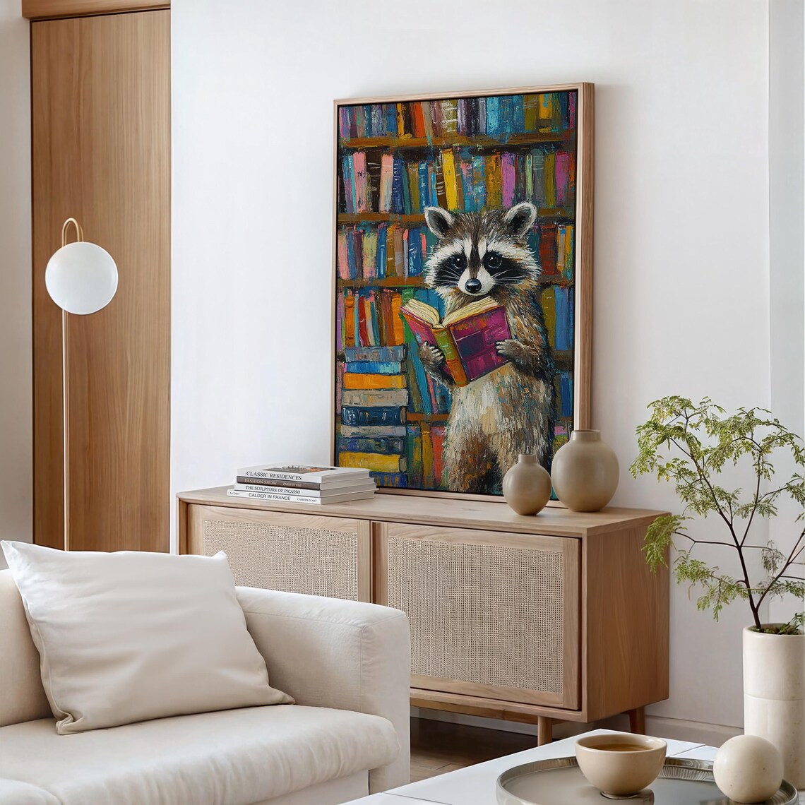 Charming Raccoon Reading Art Print, Library Decor - Image 5