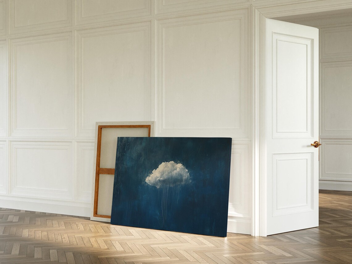 Minimalist Cloud Art Print, Abstract Blue Sky - Image 5