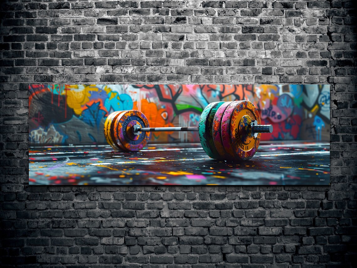 Graffiti Barbell Abstract Wall Art Print - Image 2