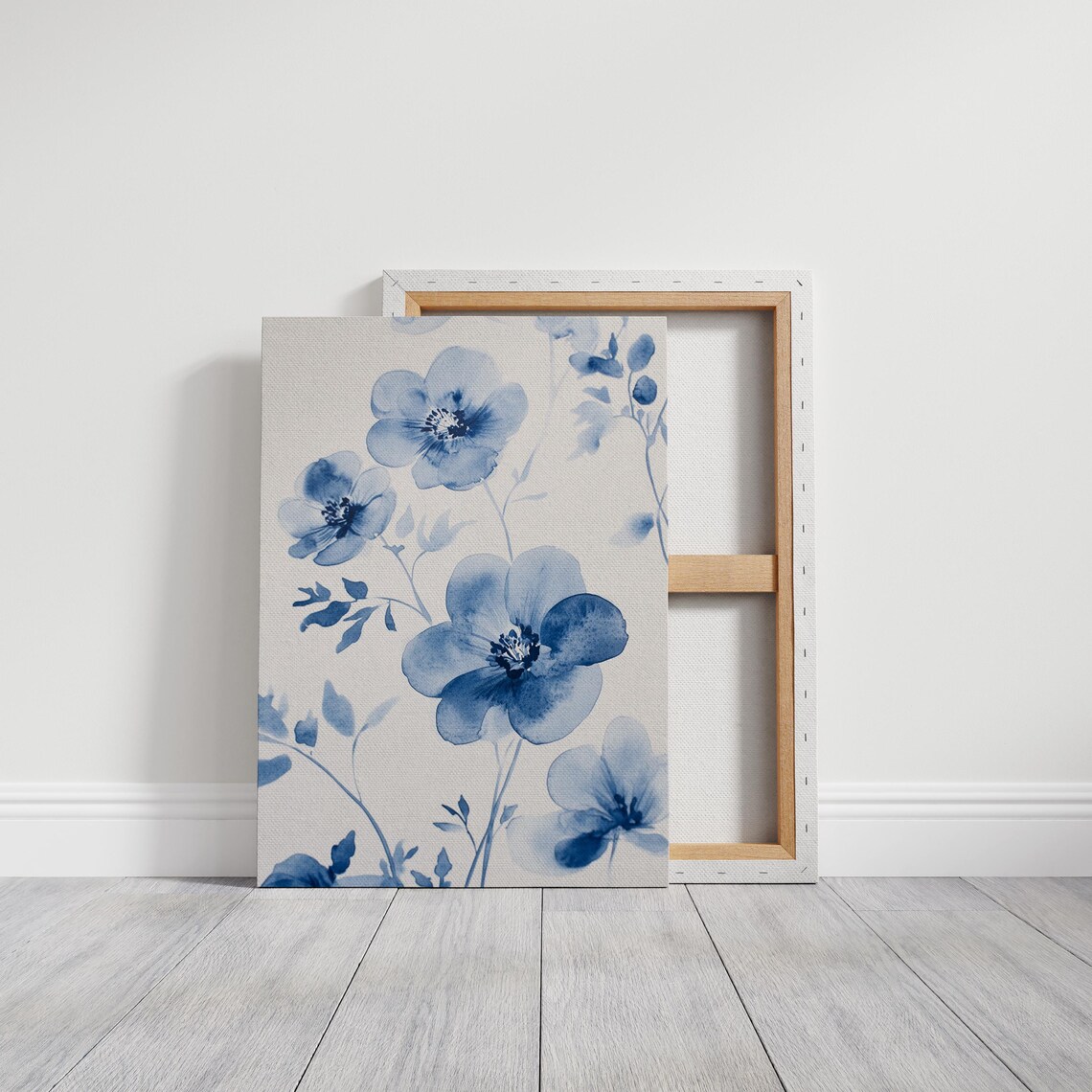 Minimalist Blue Floral Watercolor Large Blossoms Elegant Modern Poster - Image 7